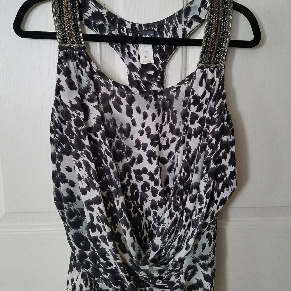 XL Fredericks of Hollywood jewelled racerback tank
